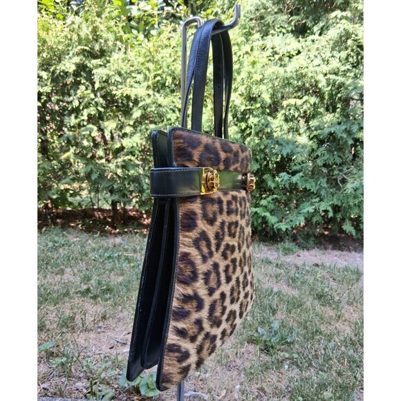 VINTAGE 50's Animal Print Leopard Unique Hand Bag Fur - Picture 4 of 6